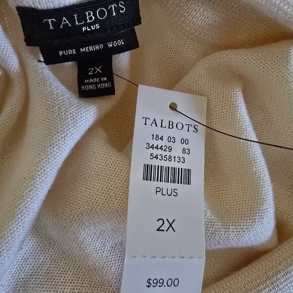 NWT TALBOTS ( 2X ) Pure Merino Wool off White Pullover Turtle Neck - Picture 6 of 7